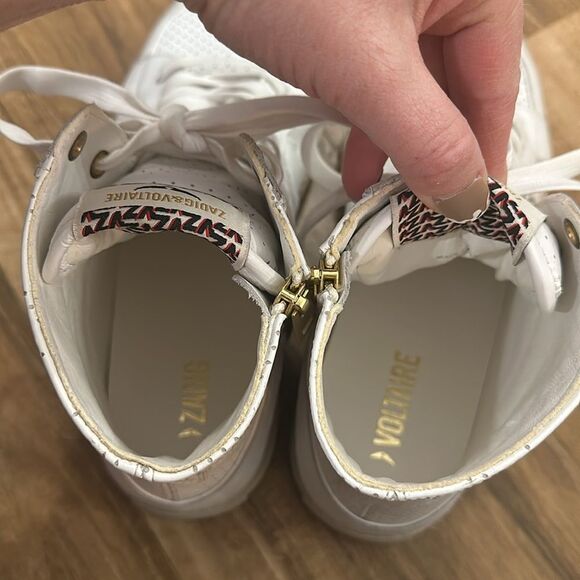 Zadig and Voltaire High Flash White Hightop Sneakers Size 9.5 NWOT - Picture 9 of 9